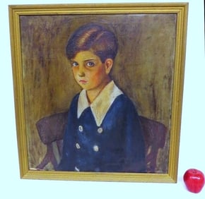 Renee Lahm (1897-1945) O/B Portrait of a young boy