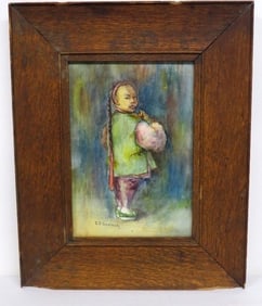 C.F. Gerlach 19th C. Watercolor of a Young Chinese Boy