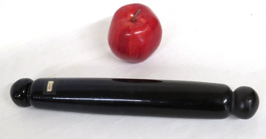 19th C. New England Bottle Glass Rolling Pin in Dense Amber