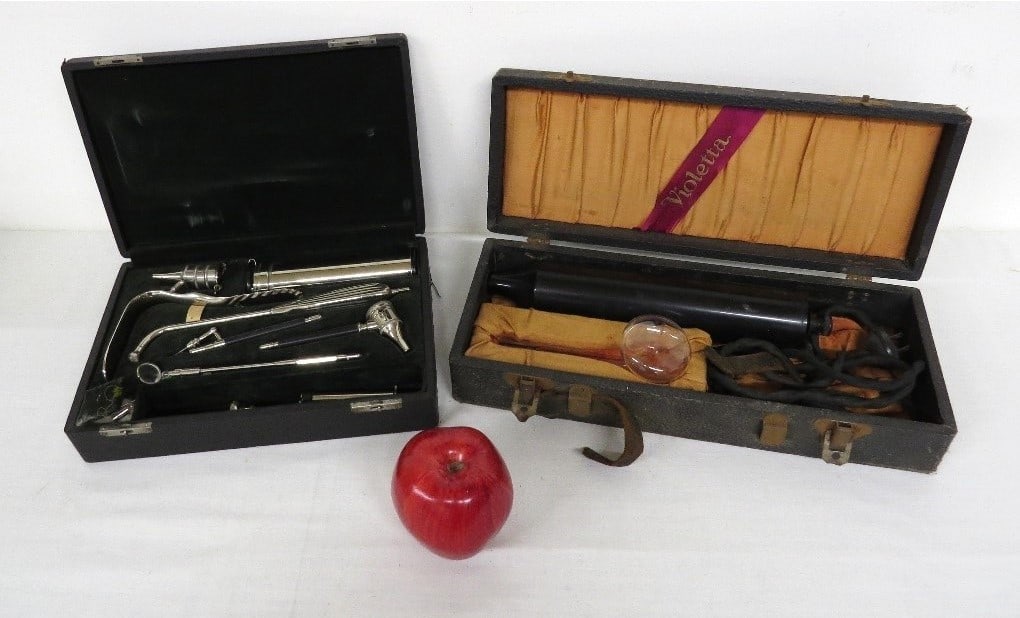 Early 1900's Surgical Instruments & Violet Wand in Cases (1 of 9)