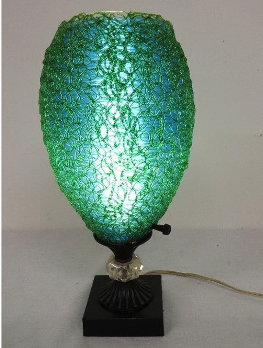 A 1960's Spun Fiberglass Teal Green Table Lamp (1 of 6)