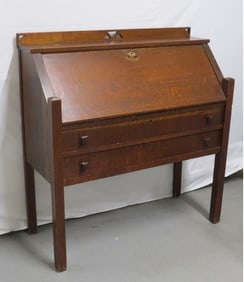 Mission Oak / Arts & Crafts Era Oak Drop Front Desk