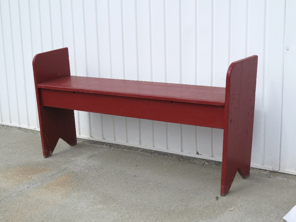 A Mid-Century Bucket Bench in Red Paint (1 of 6)