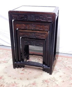 Set of 4 Nesting Asian Teak Wood Tables