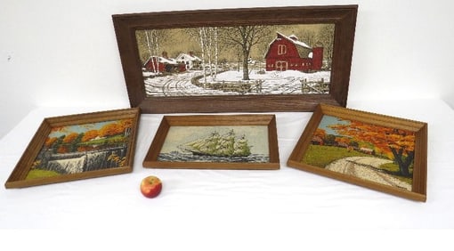 4 Mid-Century R. Batchelder Linen Prints