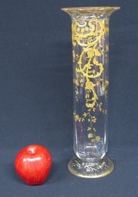 A Bohemian Gold Leaf Decorated Cylinder Vase c.1900's