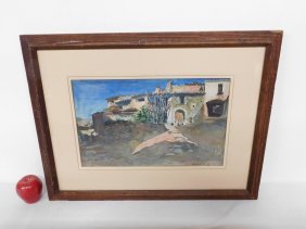 Early 20th C. W/C Of A Chateau Signed M. Schaefer 08'