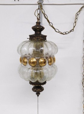 Italian Brunelli Designs Glass Bubble / Crackle Hanging Light