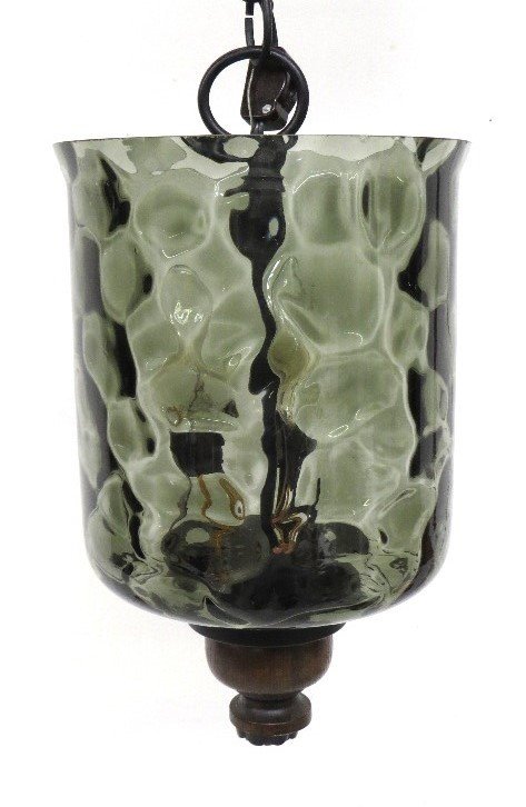 A Vintage 1960's Era Smoky Shade Hanging Lamp (1 of 8)