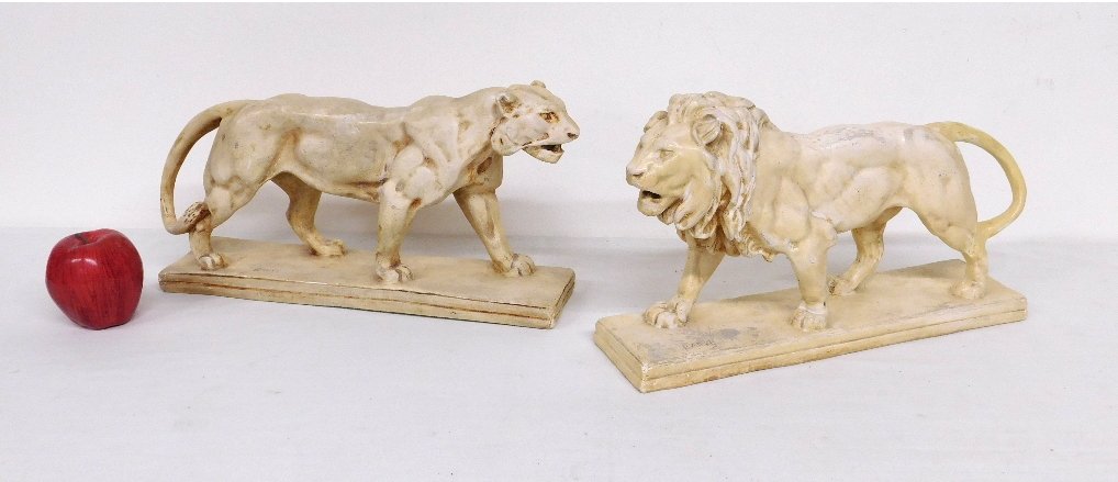 Two Antoine-Louis Bayre Plaster Lion & Lioness Sculptures (1 of 10)