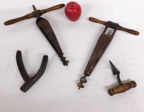 Antique Cooper's Barrel Maker Bung Taps and Tools