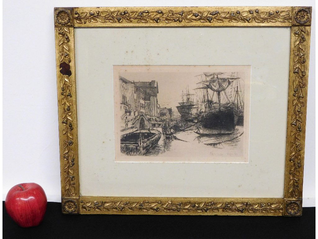 Otto Henry Bacher (1856-1909) Etching of Venice c.1880 (1 of 5)