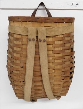 Early Adirondack Pack Basket w/Canvas Straps