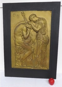 A Large Classical Roman Plaster Frieze of a Gladiator