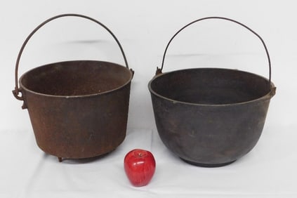 A Pair of Cast Iron Kettles or Fireplace Pots