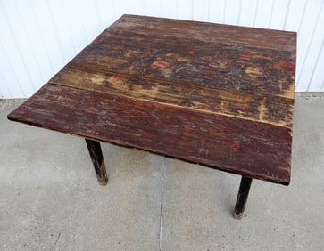 A 19th C. Scrub Top Country Drop Leaf Kitchen Table