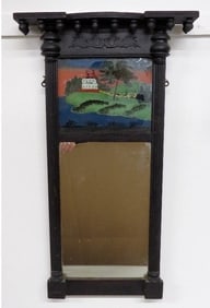 An Empire Split Column Reverse Painted Transom Mirror