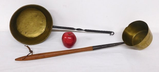 Pr. 19th C. Brass Dippers or Ladles Blacksmith Forged