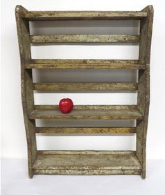 A Primitive Wall Shelf in Gray Paint