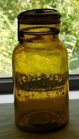 Golden Honey Amber Trademark Lightning Quart Fruit Jar