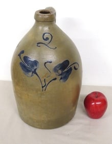 2 Gallon Double Tulip Stoneware Jug 1840-60's Sanford S. Perry?