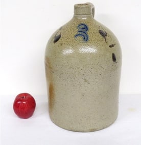 3 Gal Ohio Stoneware Jug With Turkey Droppings & Blue