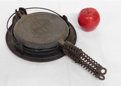 A Griswold American No. 8 Waffle Iron, Pat'd 1908