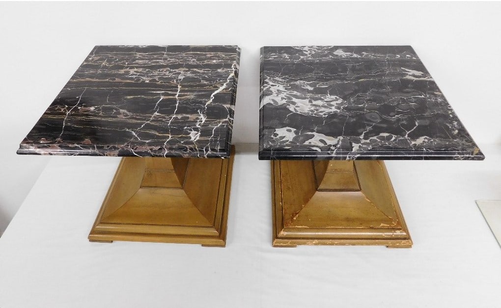 Pr. of MCM Era Black Italian Marble Top End Tables (1 of 10)