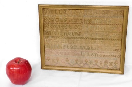 19th C. Sampler K. Currie, Ex Verplanck House Newburgh