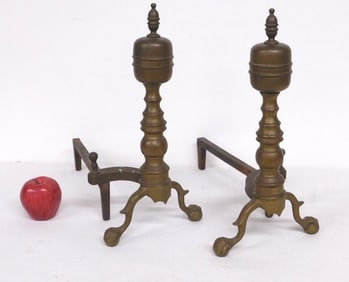 A Pair of Chippendale Ball & Claw Foot Andirons