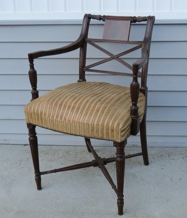 A Mahogany Sheraton Style Upholstered Armchair (1 of 8)
