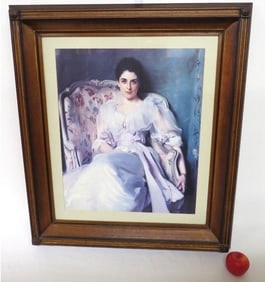 Eastlake era Woman Seated in Chair Lithographic Print.