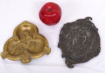 Two figural Art Nouveau Era Ashtray / Pin Trays