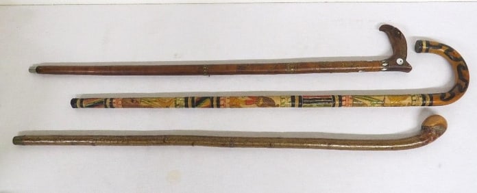 Lot of 3 Vintage Canes & Walking Sticks