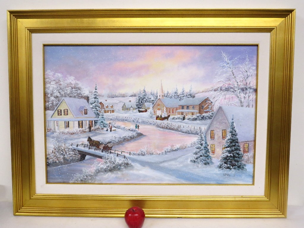 A Large Canadian Winterscape O/C by F.F. Tifo 20th C. (1 of 9)