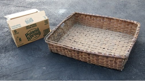 A Very Large Square 19th C. Woven Splint Basket