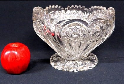 Imperial Glass Zipper Heart 7" Footed Bowl c.1900