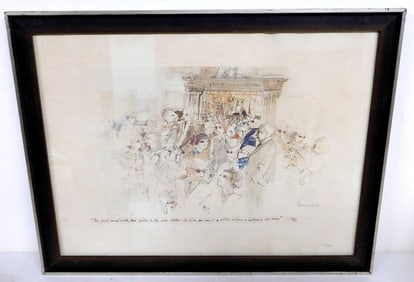 Andrew Rush (B. 1931) Print - A Busy Courthouse Hallway