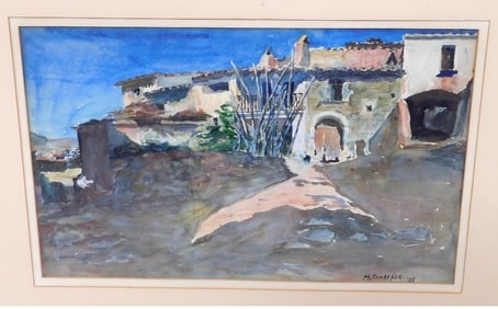 Early 20th C. W/C Of A Chateau Signed M. Schaefer 08'