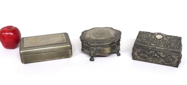 A Trio of Silver-plated Godinger Dresser Jewelry Boxes