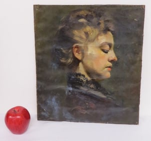 A 19th C. O/C Profile of a Beautiful Victorian Woman
