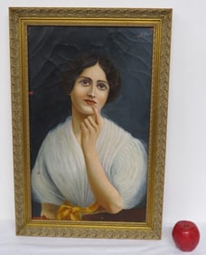 A 19th C. O/C Portrait of a Woman V. Dupont?