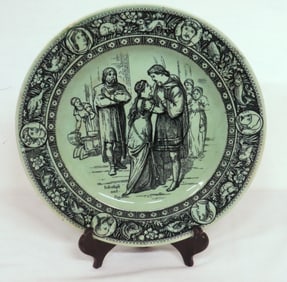 c.1905 Wedgwood Ivanhoe & Rowena Plate Rare Green Color