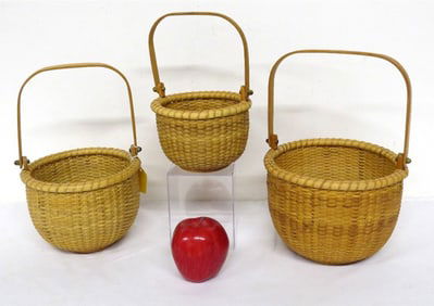 Three Signed Nesting Taconic Baskets c.1988