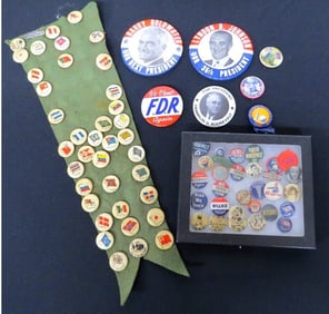 Group of Vintage Pinback Buttons early 20th C. to MCM