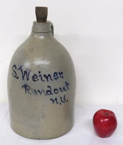 2 Gal S. Weiner Rondout, NY Merchant Jug c.1870's