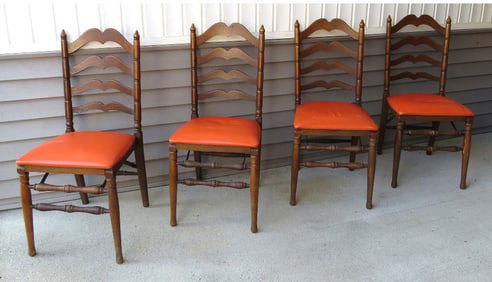 4 MCM Era Orange Ladder-back Stakmore Folding Chairs