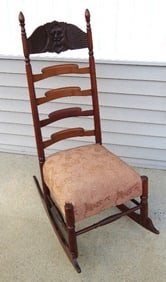 Super Early 19th C. Ladder-back Rocker Northwind Face