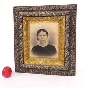 19th C. Portrait in the Best Silver & Gold Gesso Frame