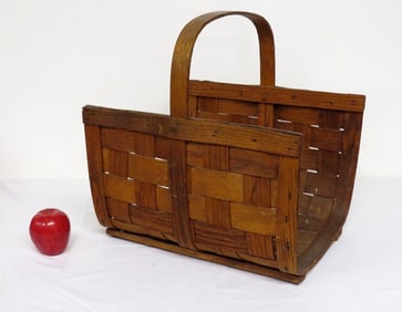 19th C. Splint Oak Fireplace Log Carrier Basket